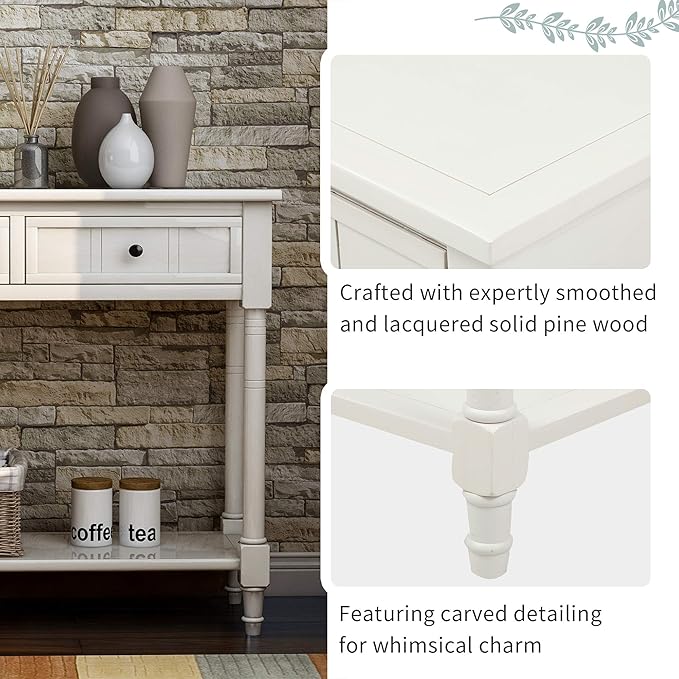 Bellemave Console Table with Drawers, Retro Entryway Table with 2 Drawers and - Image 5