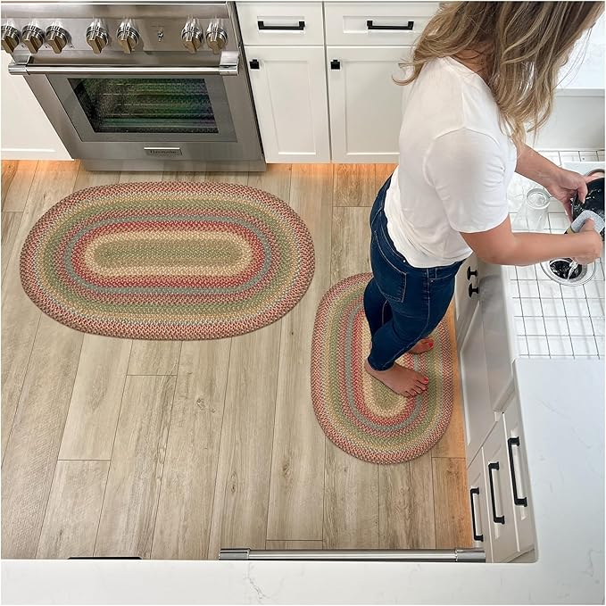 Azalea Multi Color Braided Oval Rug, 20x30 by Homespice