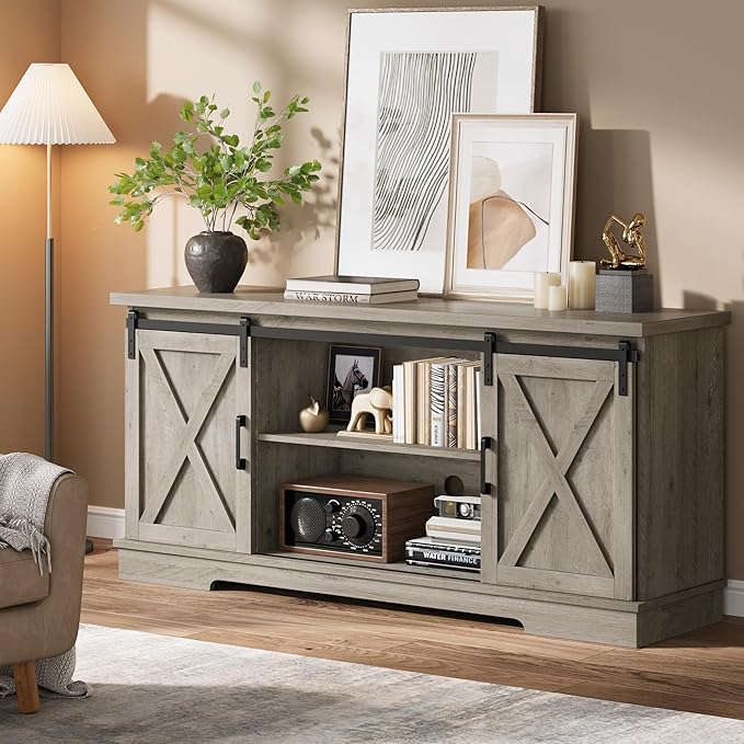 CABIHOME Farmhouse Tv Stand for 65 Inches TVs, Entertainment Center - Image 3