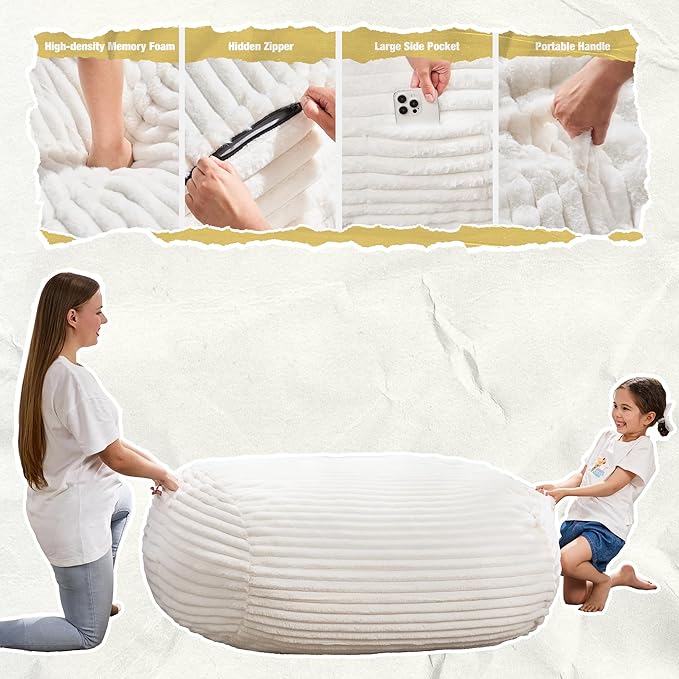 Hobestluk 3FT Bean Bag Chairs Adult Bean Bag - Image 5