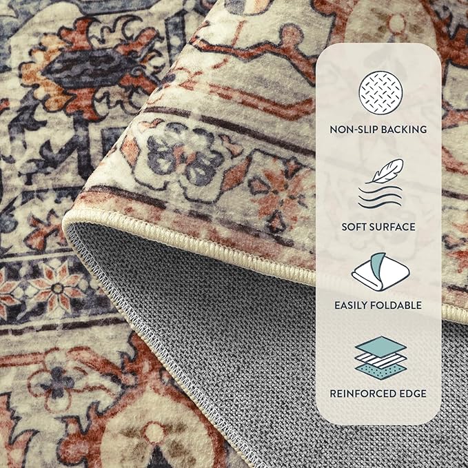 Lahome Oriental Washable Rugs 8x10, Non-Slip Soft 8x10 Rugs - Image 7