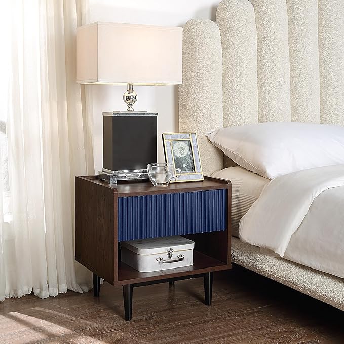 Manhattan Comfort Duane Mid Century Modern Ribbed Nightstand and Coffee Table - Image 4