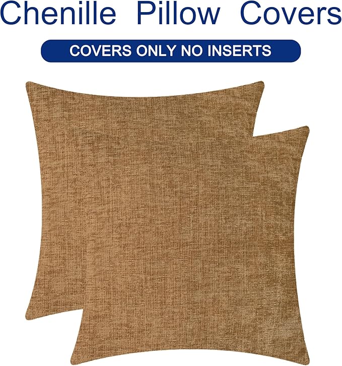 CaliTime Throw Pillow Covers Decorative 26 X 26 Inches Pack of 2 Cozy Chenille - Image 6