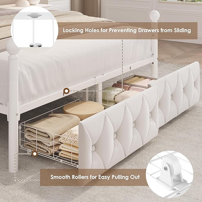 Full Upholstered Canopy Bed Frame - Image 7