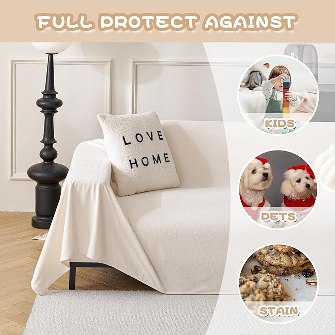 MYSKY HOME White Couch Cover Couch Covers - Image 3