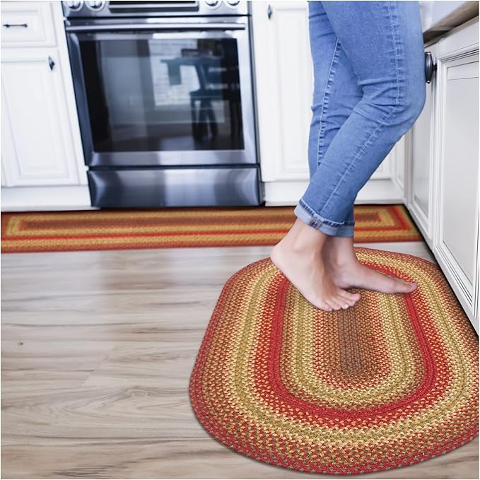 Homespice Cider Barn Cranberry Red Braided Oval Rugs, 16x24 - Image 9