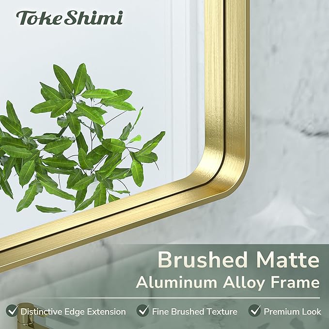 TokeShimi 48x40 Inch Brushed Gold Bathroom Vanity Mirror - Image 3
