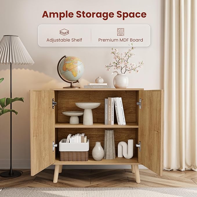 Pamapic Fluted Storage Cabinet, Sideboard Buffet Cabinet - Image 4