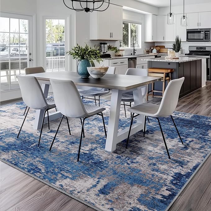 Washable Area Rugs 8'x10' Non-Slip Modern Abstract Soft - Image 4