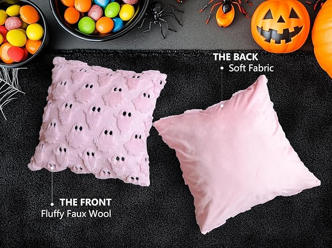4TH Emotion Halloween Ghost Decorative Pillow Covers 20x20 Set of 2 - Image 5