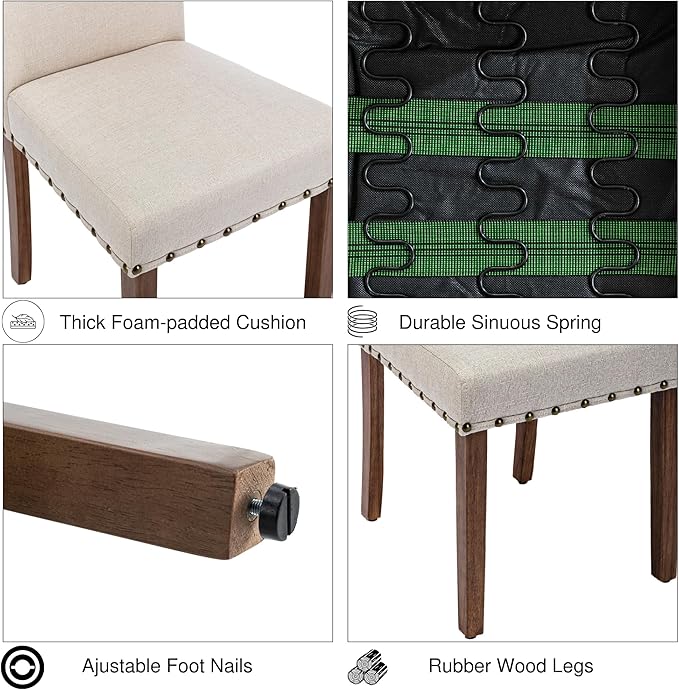 Parsons Kitchen Dining Chair Set Room Modern Upholstered Stylish Fabric High - Image 6
