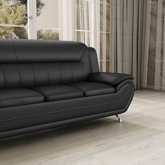 Container Furniture Direct Michael Modern Faux Leather Upholstered Stainless - Image 16