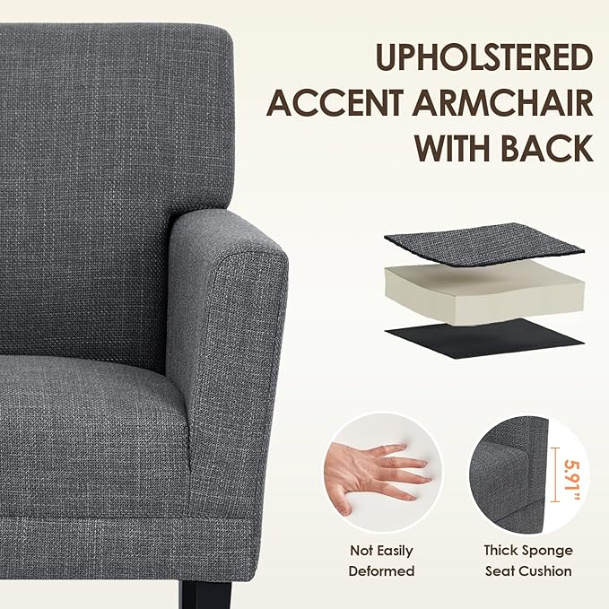 COLAMY Accent Chair Set of 2 for Living Room, Modern Upholstered Fabric Accent - Image 5