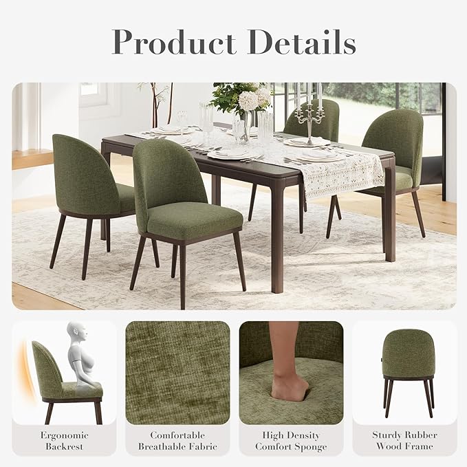 COLAMY Upholstered Dining Chairs Set of 6, Large Dining Room Kitchen Chairs - Image 4