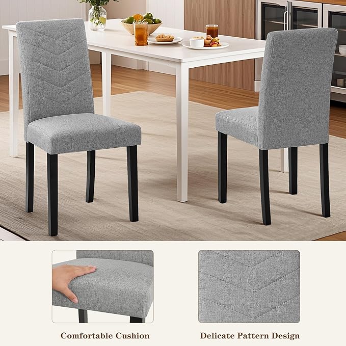 VECELO Upholstered Dining Chairs Set of 4, Fabric Wood Legs High Back - Image 6