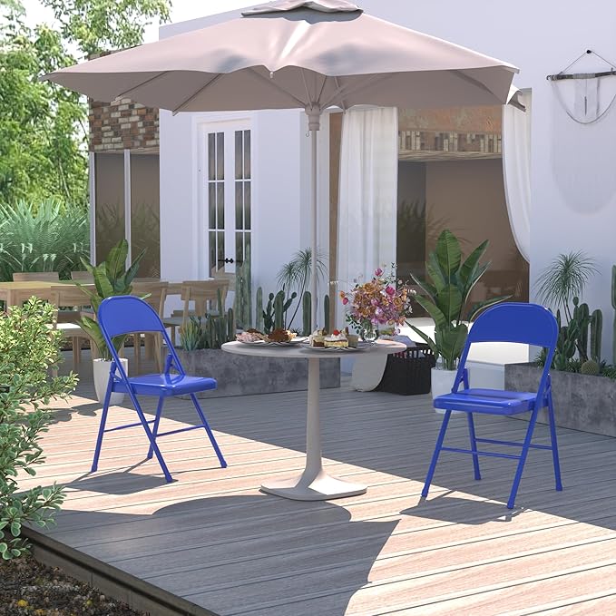 VECELO Metal Folding Chairs 4 Pack, Double Hinged Steel Frame Easy - Image 7