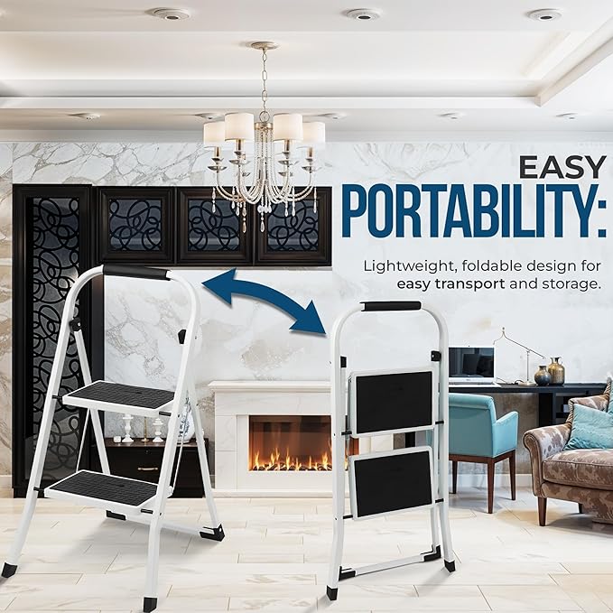 Simpli-Magic Step Ladder, 2 Step Stool Ergonomic Foldable - Image 3