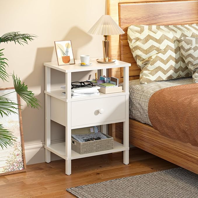 Lerliuo Nightstand with Charging Station and USB Ports, 3-Tier Storage End - Image 4