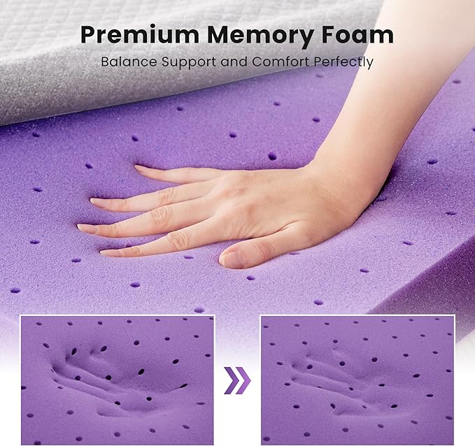 SINWEEK 2 Inch Gel Memory Foam Mattress Topper Full Size, Pad - Image 5