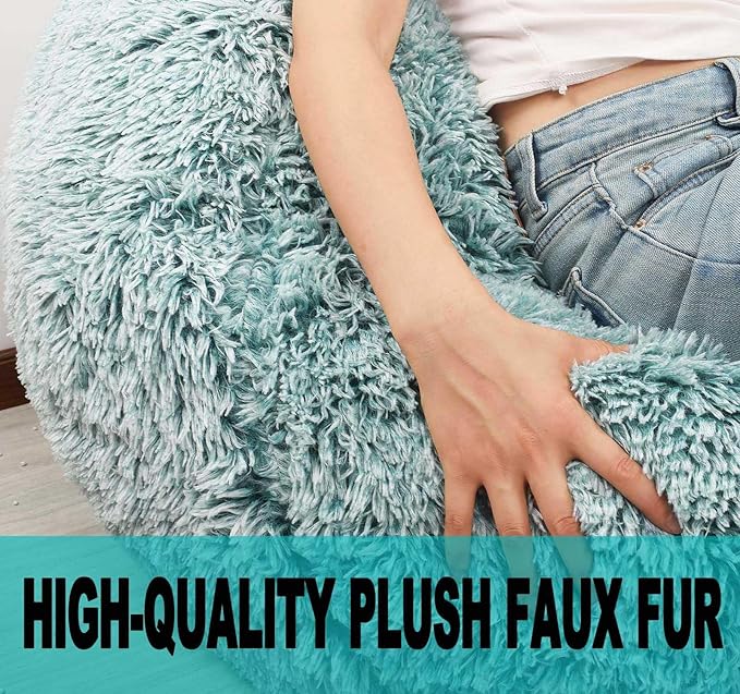 Fluffy Bean Bag Chair for Kids, 2.5FT Round Memory Foam Filled Bean Bag for - Image 6