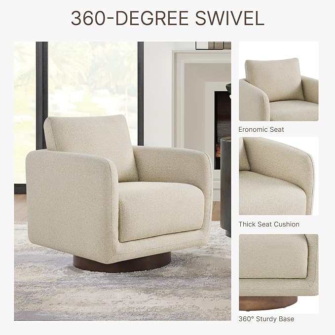 Modern Swivel Accent Chair, 360° Rotating Round Barrel Armchair - Image 5