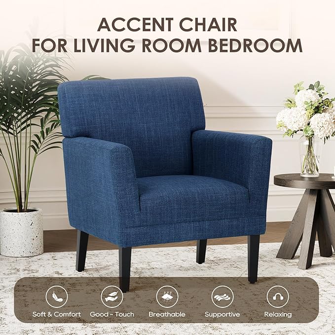 COLAMY Modern Accent Chair for Living Room, Upholstered Fabric Accent Armchair - Image 3