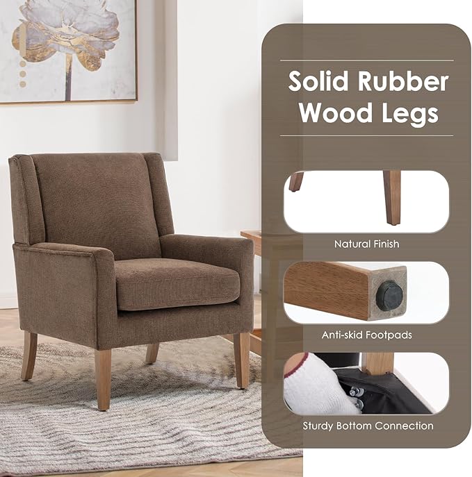 COLAMY Modern Wingback Living Room Chair, Upholstered Fabric Accent Armchair - Image 3