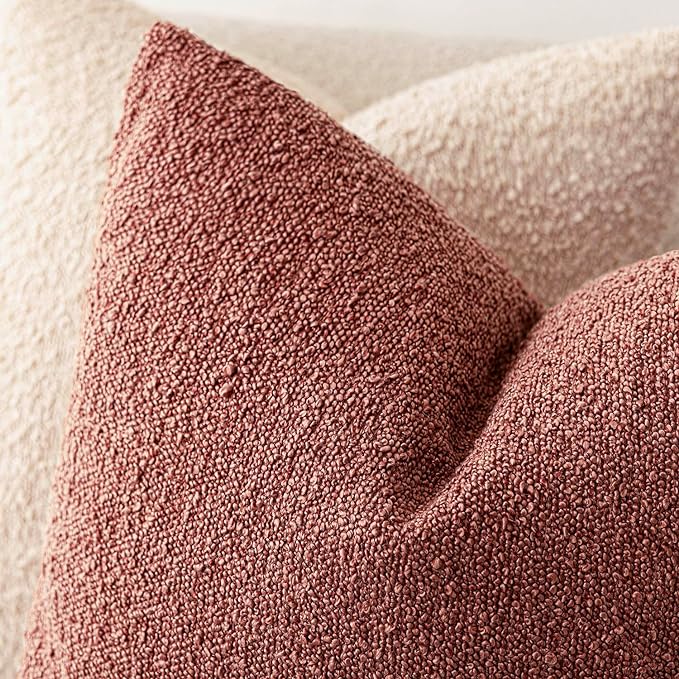 Foindtower Pack of 2 Textured Boucle Throw Pillow Covers Accent Solid - Image 4