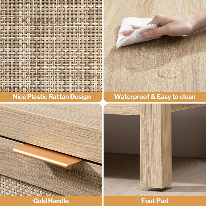 SICOTAS Rattan Console Table for Entryway - Image 4