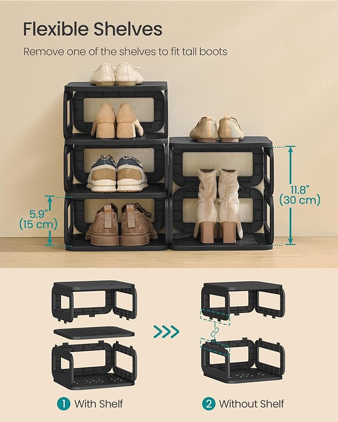 SONGMICS Shoe Rack, Shoe Organizer, 6 Shelves, Shoe Storage, Narrow Shoe Shelf - Image 2