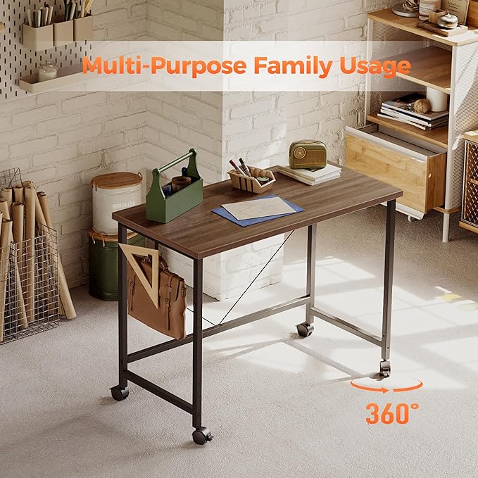 Rolling Computer Desk with Wheels, Gaming Desk - Image 7