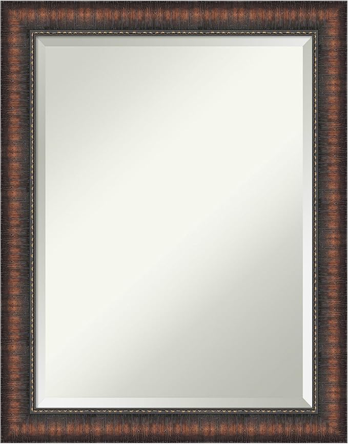 Amanti Art Brown Wall Mirror 28x22 Caleb Brown Rectangle Bathroom Mirror by AmantiArt