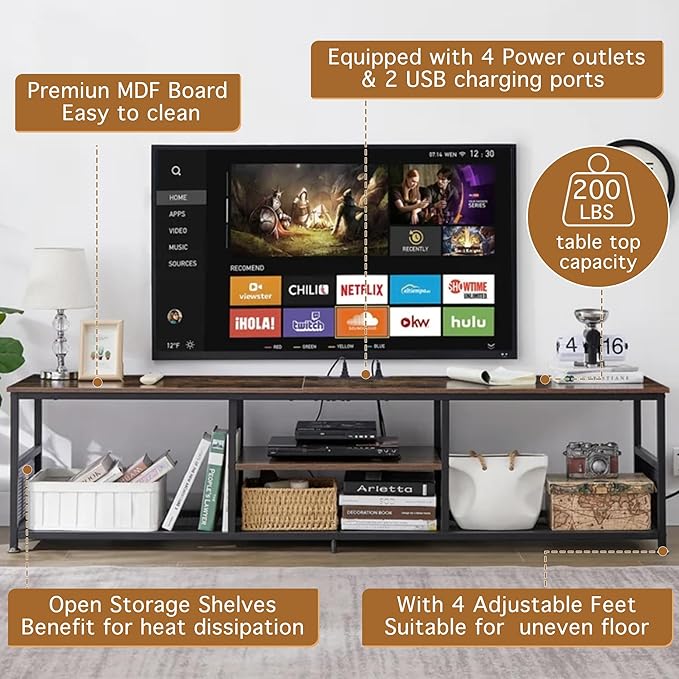 VECELO TV Stand with Power Outlets - Image 4