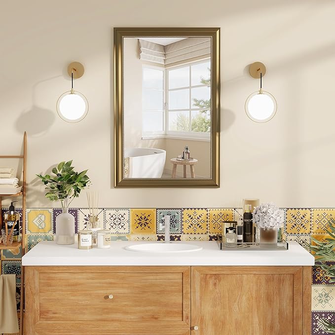 Axeman 22x30 Rectangular Wall Mirror, Decorative Bathroom Mirror, Traditional - Image 2
