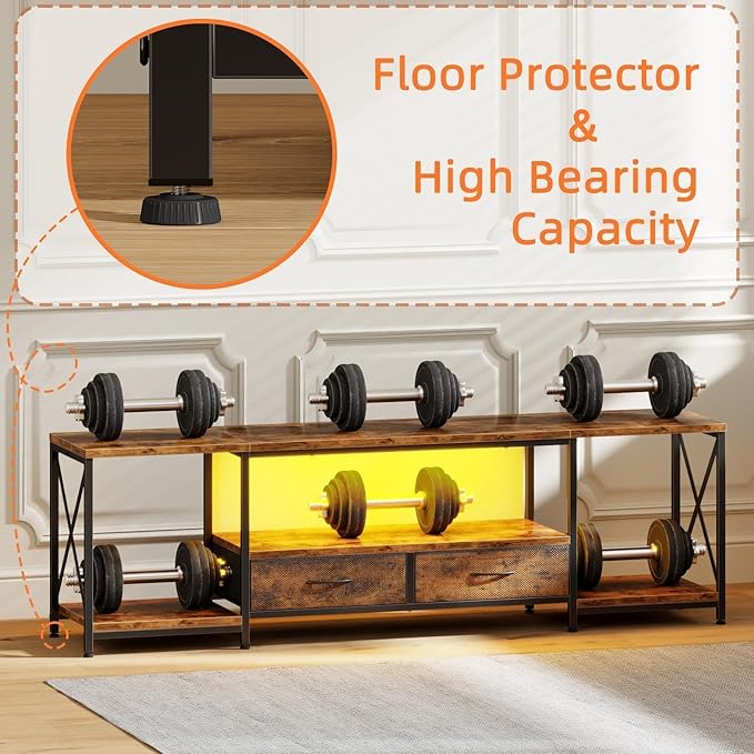 LED TV Stand with 2 Fabric Drawers - Image 8