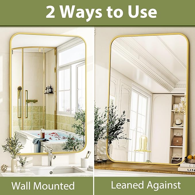 24 x 36 Inch Bathroom Mirror, Rounded Rectangular Vanity Mirror - Image 5