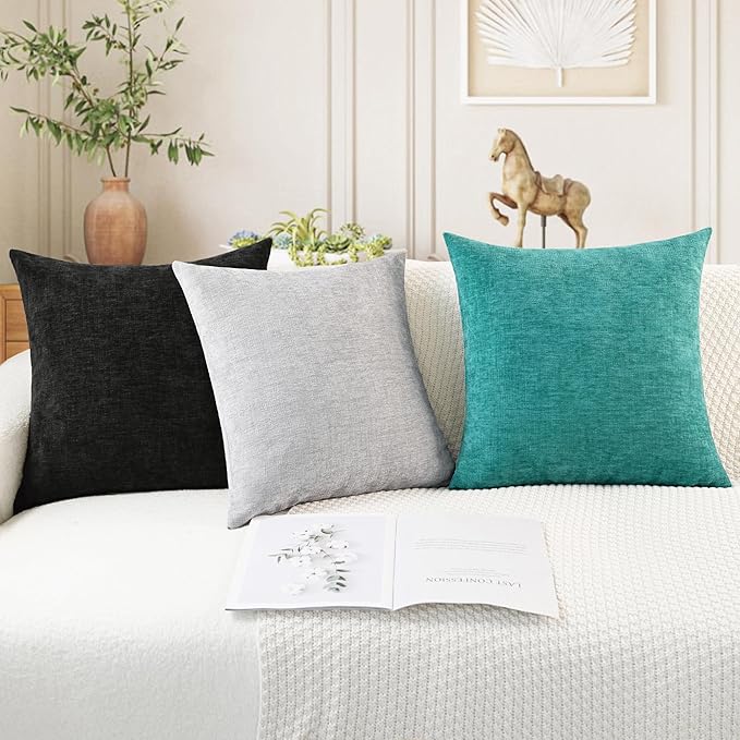 CaliTime Throw Pillow Covers Decorative 26 X 26 Inches Pack of 2 Cozy Chenille - Image 5