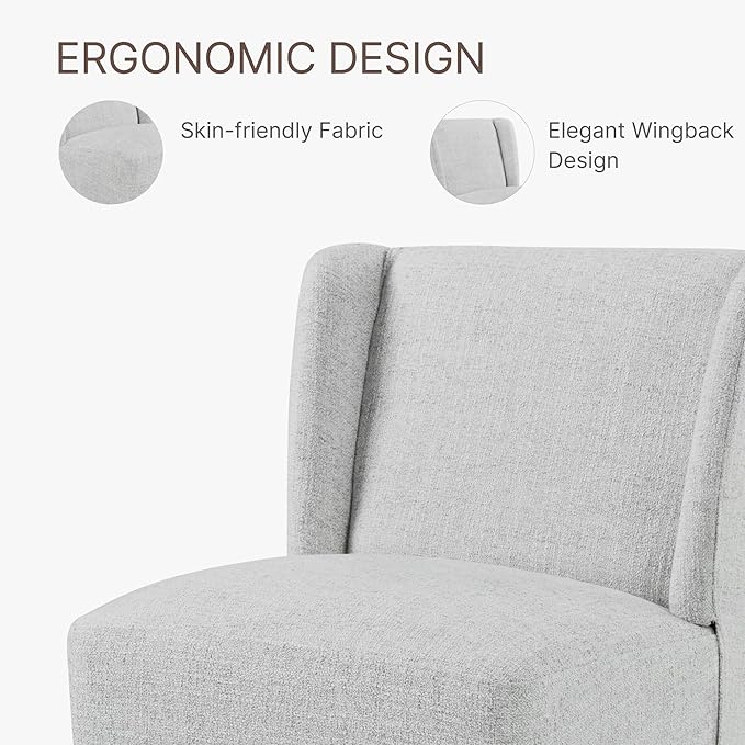 Dining Chairs with Casters Require Assembly Upholstered Wingback Single Sofa - Image 7
