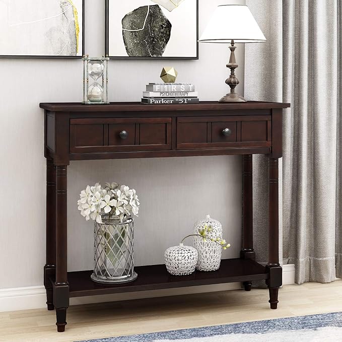 Bellemave Console Table with Drawers, Retro Entryway Table with 2 Drawers and - Image 7
