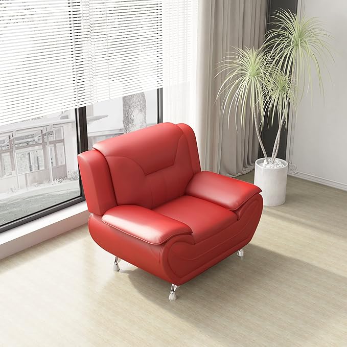 Container Furniture Direct Michael Modern Faux Leather Upholstered Stainless - Image 17