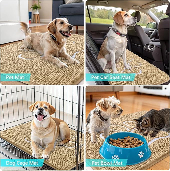 OLANLY Door Mat for Muddy Dog Paws 70x46, Ultra Absorbent Chenille Mud Doormat - Image 7