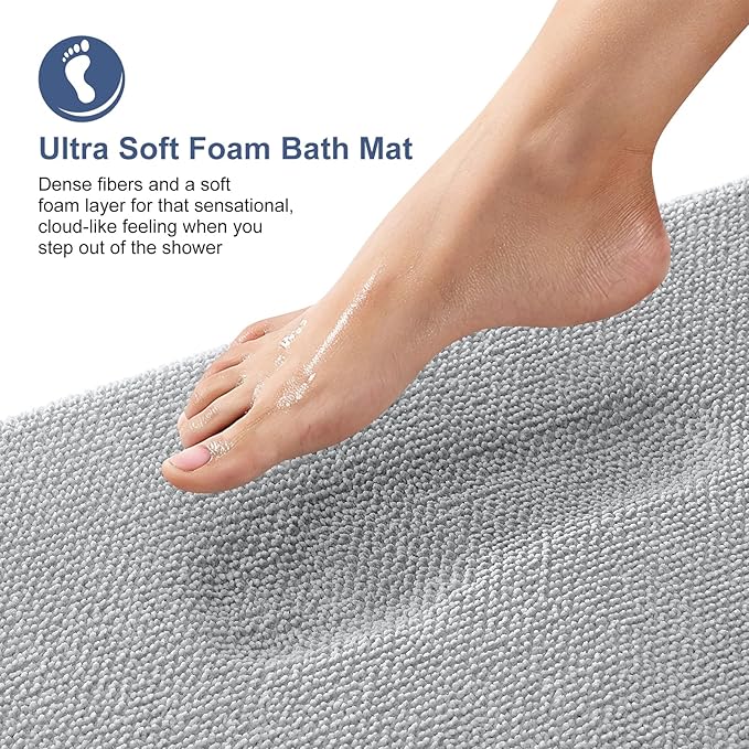 OLANLY Thick Memory Foam Bath Mat Rug 59x20, Extra Soft Absorbent Bathroom Rug - Image 2