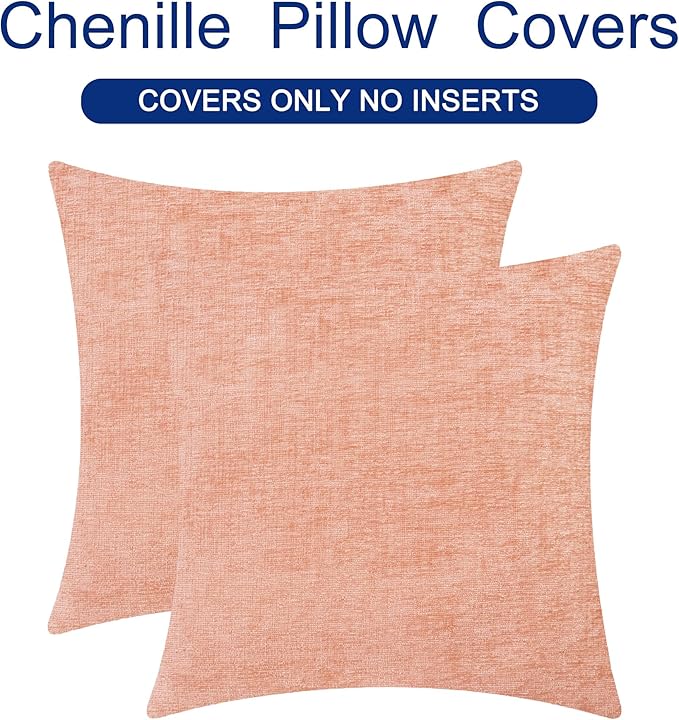 CaliTime Throw Pillow Covers Decorative 16 X 16 Inches Pack of 2 Cozy Chenille - Image 6