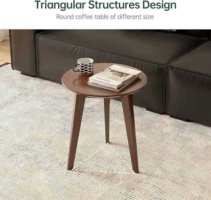100% Solid Oak Round Side Table, Small Bedside Table - Image 4