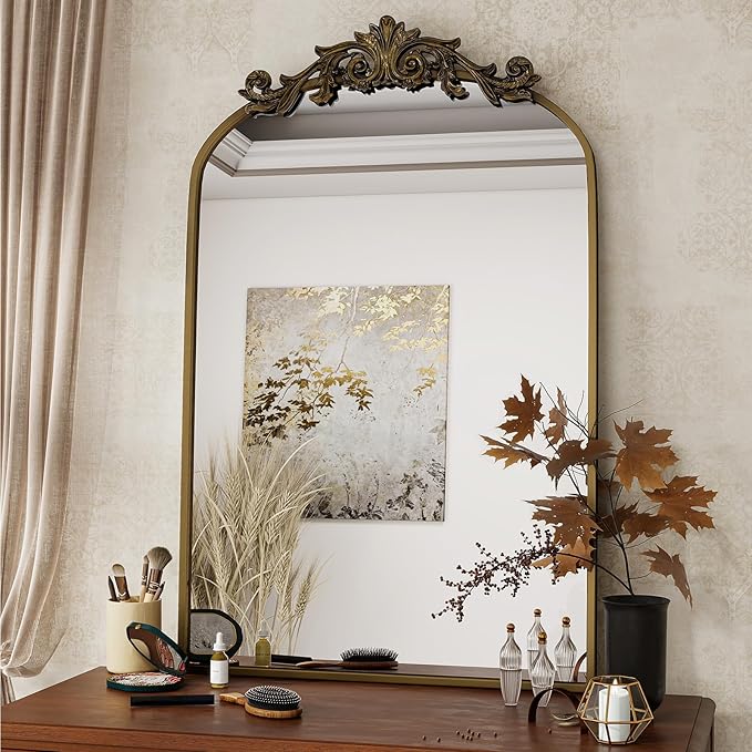 Vintage Arched Bathroom Mirror, 24x36 Inch Retro Wall Mounted Vanity Mirror - Image 2