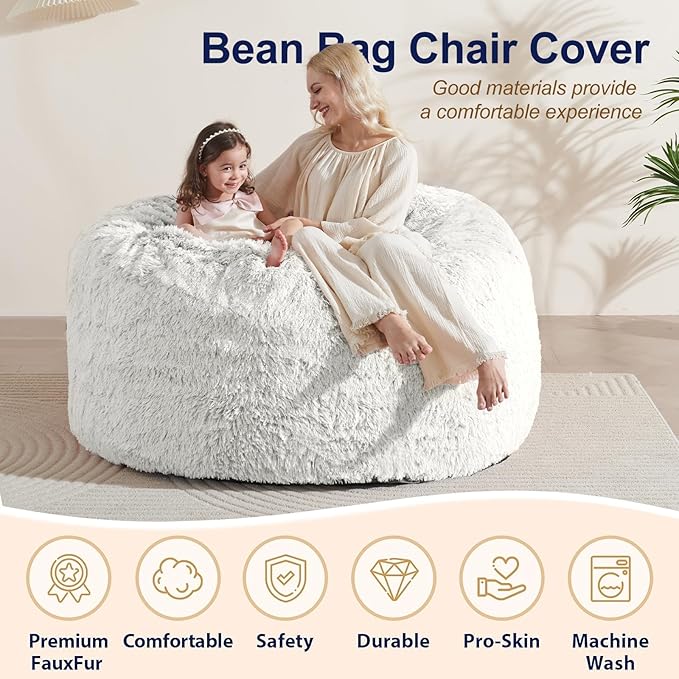 Stuffed Animal Storage Bean Bag, Adult Bean Bag Chair Covers Machine Washable - Image 5