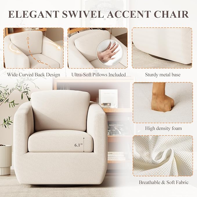 COLAMY 360° Swivel Accent Chair - Image 4