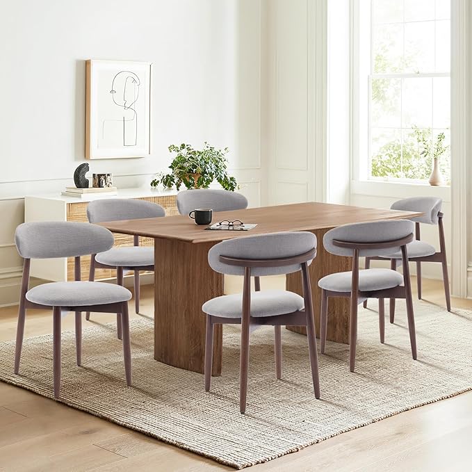 COLAMY Wooden Dining Chairs Set of 6, Modern Fabric Upholstered Dining Room by COLAMYINC