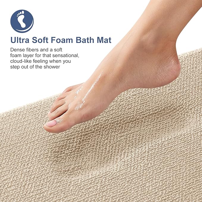 OLANLY Thick Memory Foam Bath Mat Rug 59x24, Extra Soft Absorbent Bathroom Rug - Image 2