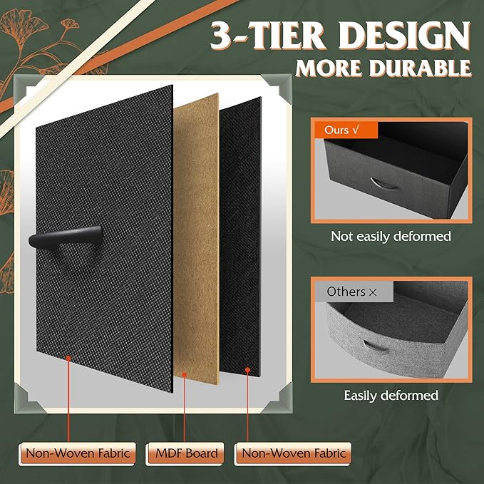 WLIVE Dresser with 4 Drawers, Fabric Storage Tower, Organizer Unit - Image 7